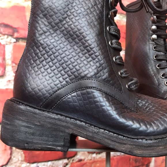 Free People Leather Santa Fe Lace-Up Boot in Black Embossed - Picture 12 of 17